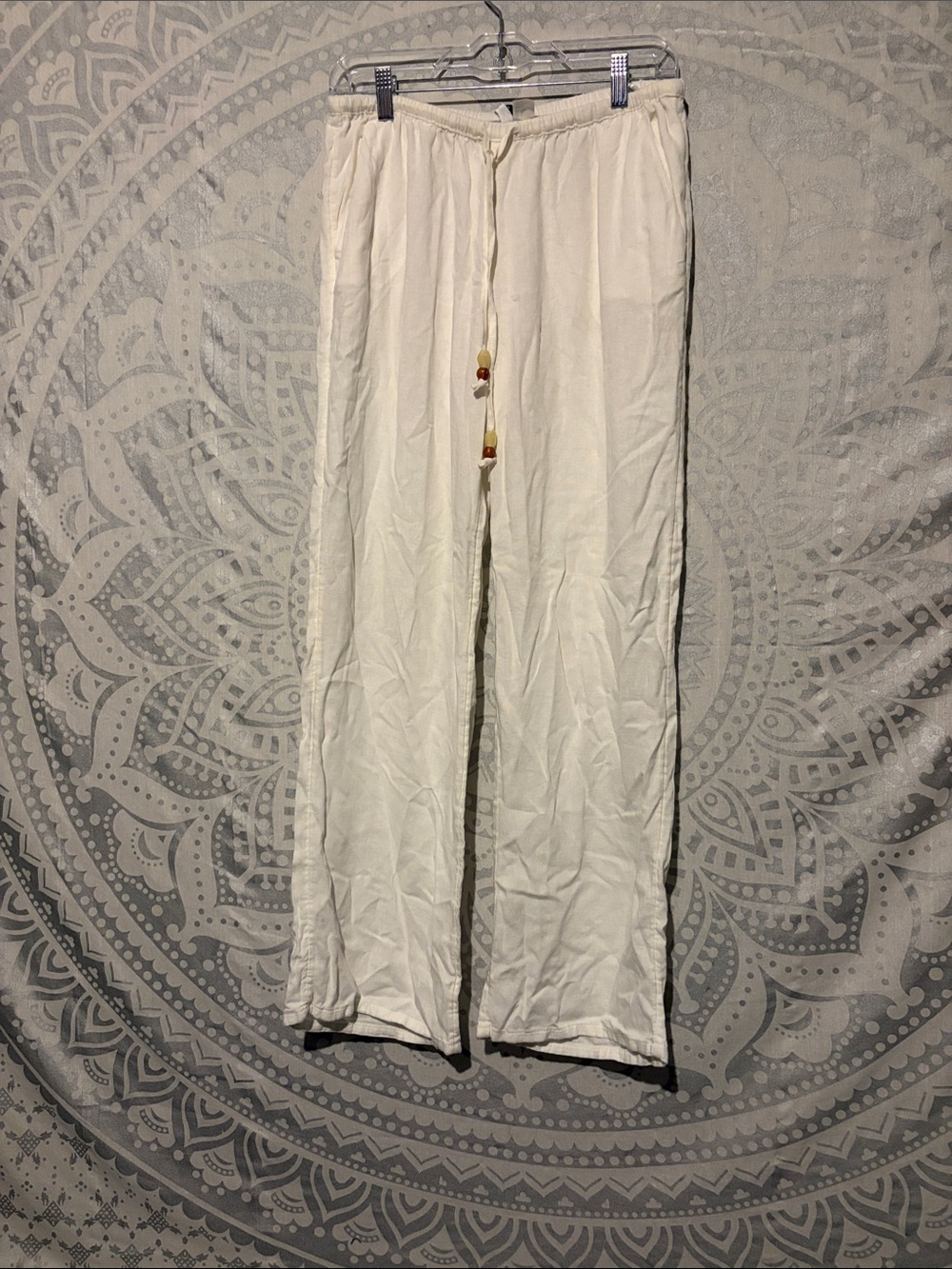 Divided Cream Wide-Leg Drawstring Pants size small